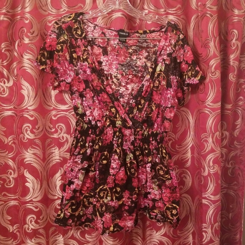 Torrid Sheer Floral Baby Doll top